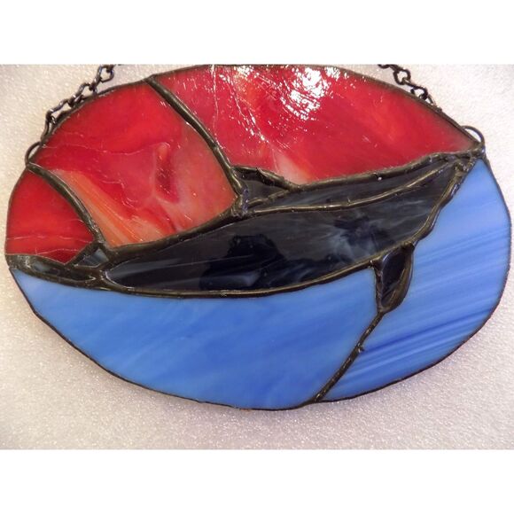 Stained Glass Suncatcher with Hanging Chain Whale Orca Sun Catcher Coastal Decor - Picture 2 of 3